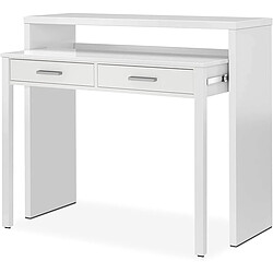 Pegane Table console extensible convertible en bureau coloris blanc Artik - longueur 98,5 x Hauteur 87,5 x Profondeur 36 - 70 cm