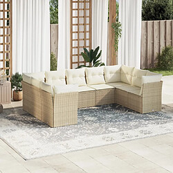 vidaXL Salon de jardin avec coussins 9 pcs beige résine tressée