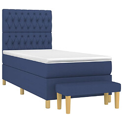 Avis Maison Chic Lit Adulte - Lit simple Lit à sommier tapissier avec matelas moelleux - Meuble de Chambre - Bleu 90x200 cm Tissu -MN36820