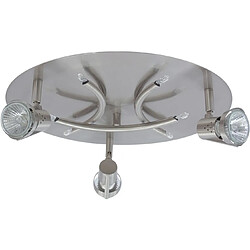 Plafonnier DANIEL rond 3xGU10+6x10WG4 (12V) H12xP.36cm Nickel 