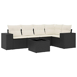 vidaXL Salon de jardin 6 pcs avec coussins noir résine tressée