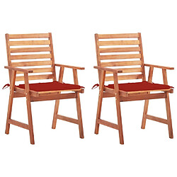 Maison Chic Lot de 2 Chaises à dîner de jardin avec coussins,Fauteuil/Chaises à manger d'extérieur Acacia massif -MN91797