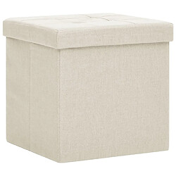 vidaXL Tabouret de rangement pliable Blanc crème Faux lin