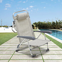 Beach And Garden Design Chaise transat de plage pliante avec accoudoirs mer aluminium Gargano, Couleur: Gris