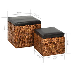 vidaXL Repose-pieds lot de 2 Jacinthe d'eau Marron pas cher