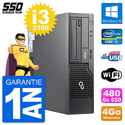 PC Fujitsu Esprimo E500 E85+ DT Intel i3-2100 RAM 4Go SSD 480Go Windows 10 Wifi · Occasion 