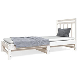 Maison Chic Lit d'appoint Blanc 2x(90x190)cm,Lit coulissant Lit de repos Bois de pin massif -GKD97445