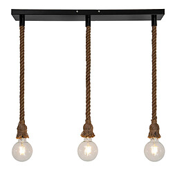 Sampa Suspension moderne Mila 100cm réglable métal noir et corde naturel LED Suspension (ou plafonnier) Mila de la marque Sampa Helios en métal noir et corde coloris naturel,...