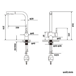 Acheter Auralum MAX Évier Cuisine 1 Bac 60*44*20CM,inox 304,à Encastrer avec Panier Drainage,Noir+Robinet Cuisine Douchette Extractible Deux Jets Pivotant 360°,Noir