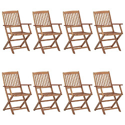 Maison Chic Lot de 8 Chaises pliables de jardin - Fauteuil d'extérieur avec coussins Bois d'acacia -MN30974