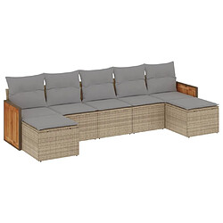 vidaXL Salon de jardin avec coussins 7 pcs beige résine tressée