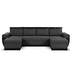 Bestmobilier Milan - Canapé d'angle panoramique - convertible - 7 places - 2 coffres de rangement Milan - Canapé d'angle panoramique - convertible - 7 places - 2 coffres de rangement - Noir / Gris