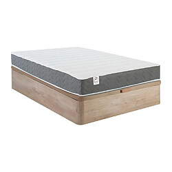 Vente-Unique Ensemble 120 x 200 cm sommier coffre naturel clair + matelas mousse HD mémoire de forme et tissu 3D respirant ép.18cm - HEAVEN de DREAMEA