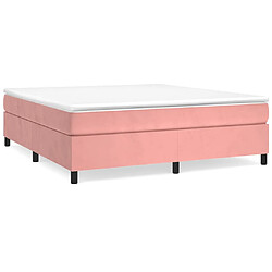 vidaXL Sommier à lattes de lit avec matelas Rose 160x200 cm Velours