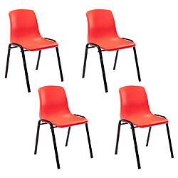 Decoshop26 Lot de 4 chaises visiteur empilable salle d'attente en plastique rouge et métal 10_0003208 