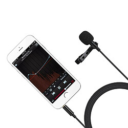 Wewoo Microphone à condensateur omnidirectionnel à pince MC-LM10 pour iPhoneiPadGalaxytéléphones intelligentstablettes et autres périphériques audio avec port d'écouteur de 3,5 mm Noir 