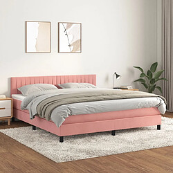 Maison Chic Lit Adulte - Lit simple Lit à sommier tapissier avec matelas moelleux - Meuble de Chambre - Rose 160x200 cm Velours -MN81921