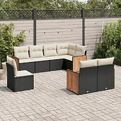 Maison Chic Ensemble Tables et chaises d'extérieur 8 pcs avec coussins,Salon de jardin noir résine tressée -GKD518521