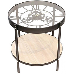 The Home Deco Factory Table d'appoint en métal et bois horloge 50 cm.