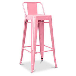 ICONIK INTERIOR Tabouret de bar avec petit dossier Stylix design industriel en Métal - 76 cm - Nouvelle édition Rose 