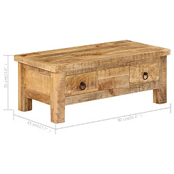 vidaXL Table basse 90x45x35 cm Bois de manguier massif pas cher