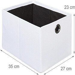 Helloshop26 Tabouret coffre de rangement pliant en lin blanc 13_0002779