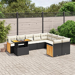 Maison Chic Salon de jardin 10 pcs avec coussins, Ensemble Tables et chaises d'extérieur noir résine tressée -GKD578612