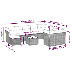 Avis vidaXL Salon de jardin 11 pcs avec coussins gris résine tressée