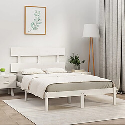 vidaXL Cadre de lit sans matelas blanc 200x200 cm bois massif