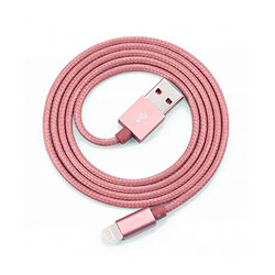 Little Boutik X3 Câble Metal Nylon Renforcé Chargeur USB Couleur Rose pour IPhone 1,5m Tréssé Compatible IPhone 5s 6 6S 7 8 X X3 Couleur