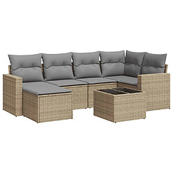 vidaXL Salon de jardin avec coussins 7 pcs beige résine tressée