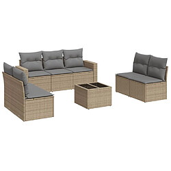 vidaXL Salon de jardin avec coussins 8 pcs beige résine tressée