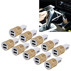 Wewoo Pour la plupart des téléphones or 10 PCS voiture Auto 5V Dual USB 2.1A / 1A allume-cigare adaptateur 