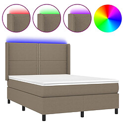 vidaXL Sommier à lattes de lit matelas LED Taupe 140x190 cm Tissu