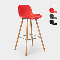 Superstool Tabouret de bar et de cuisine design en bois Burj 75 cm, Couleur: Rouge