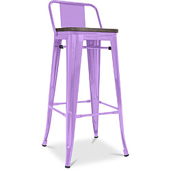 ICONIK INTERIOR Tabouret Stylix en bois avec petit dossier - 76 cm Violet Clair 