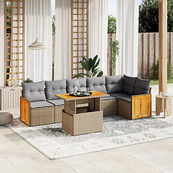 vidaXL Salon de jardin avec coussins 7 pcs beige résine tressée