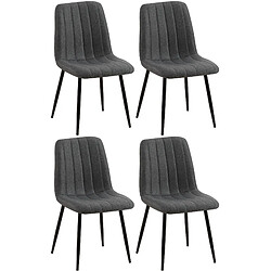 Non Lot de 4 chaises Dijon tissu