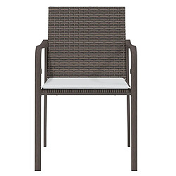 Acheter Maison Chic Lot de 4 Chaises de jardin,Fauteuil d'extérieur et coussins marron 56x59x84 cm rotin -MN55791