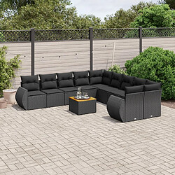 Maison Chic Salon de jardin 11 pcs avec coussins, Ensemble Tables et chaises d'extérieur noir résine tressée -GKD822639