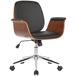 Decoshop26 Fauteuil de bureau moderne et confortable accoudoirs incurvés hauteur réglable en synthétique noir bois et métal BUR10553