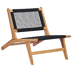 Acheter Helloshop26 Transat chaise longue bain de soleil lit de jardin terrasse meuble d'extérieur avec repose-pied bois de teck solide et corde 02_0012571