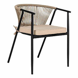 Mes Lot de 4 fauteuils de jardin en corde et métal beige et noir