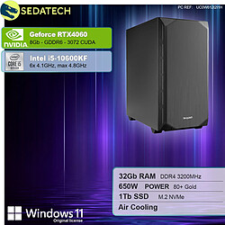 Sedatech Workstation Silent • Intel i5-10600KF • RTX4060 • 32Go RAM • 1To SSD M.2 • Windows 11