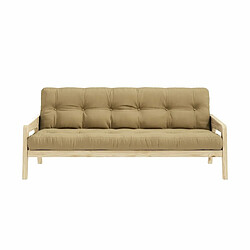 Inside 75 Canapé convertible futon GRAB pin naturel coloris beige blé couchage 130 cm.