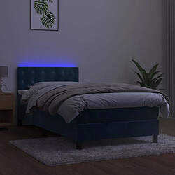 Avis vidaXL Sommier à lattes de lit avec matelas LED Bleu foncé 100x200 cm