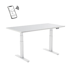 Kimex Bureau motorisé assis-debout 150x75cm Plateau blanc/Pied blanc, Connecté 