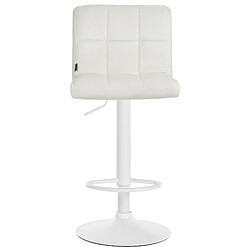 Decoshop26 Lot de 2 tabourets de bar en velours crème avec coutures décoratives pied en trompette métal blanc 10_0004401