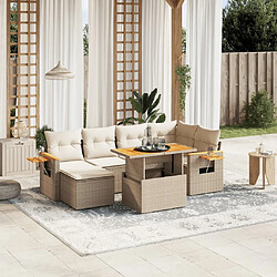 vidaXL Salon de jardin avec coussins 7 pcs beige résine tressée 