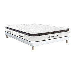 Vente-Unique Ensemble 140 x 190 cm sommier tapissier + matelas ressorts ensachés et surmatelas intégré ép.34cm - COSMOPOLITAIN II de YSMÉE